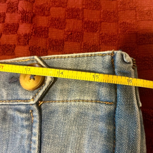 👖”Express” 70’s Look Cotton Blend Wide Leg Flare Denim Mid Rise Jeans” Size 10 - Picture 8 of 13
